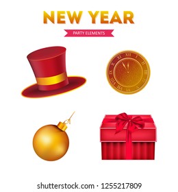 Happy New Year, realistic elements.
