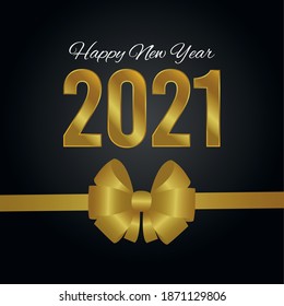Happy new year realistic golden 2021