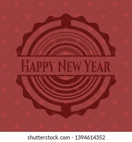 Happy New Year realistic red emblem. Vector Illustration. Detailed.