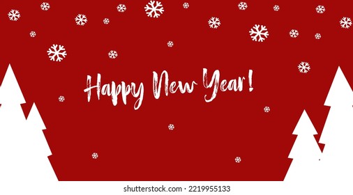 Happy New Year red banner vector illustration.