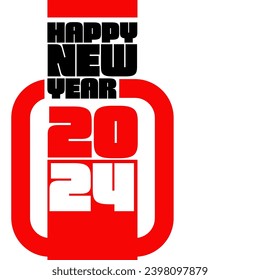 Happy New year red and black with white background minimal typography idea