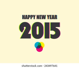 Happy New Year Red Blue Yellow Vector Illustration