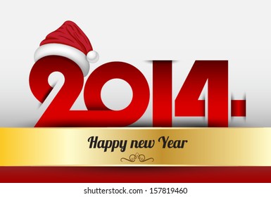 Happy New Year with red hat Santa Claus , vector illustration 
