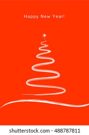 Happy New Year. Red mini christmas tree zen