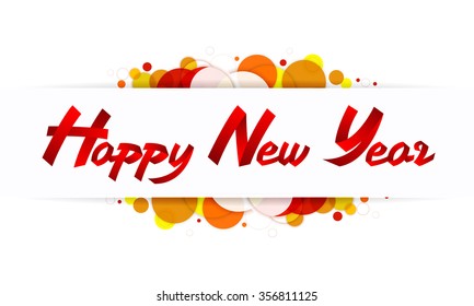 happy new year Red Ribbon text on Circle Full Color Background, vector design element illustration