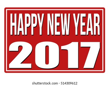 Happy new year red sign isolated on a white background, vector illustration