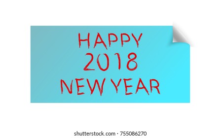 happy new year red text painted with paint sticker. Design for greeting cards on a white background.