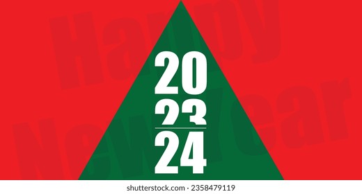 Happy New Year Red Vector Background Design 2024. Greeting Card, Banner, Poster.