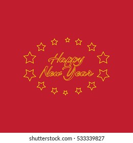 Happy New Year. Red vector banner. Template for postcards, invitations, congratulations and design projects.
