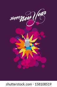 Happy New Year retro bubbles