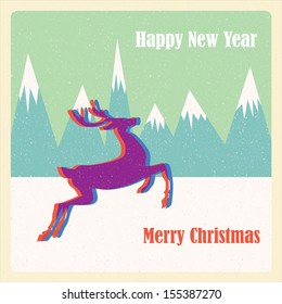 happy new year, retro deer