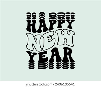 Happy New Year Retro Design,Happy New Year Retro T Shirt Design,Typography T Shirt Design,