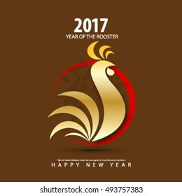 Happy New Year with Rooster Layout/Design Cover Background