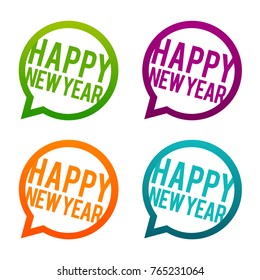 Happy new Year round Buttons. Circle Eps10 Vector.