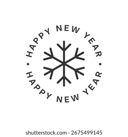 Happy new year round vector stamp isolated on white background. Eps 10