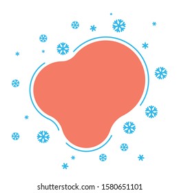 Feliz Año Nuevo con la plantilla de la tarjeta de saludo redondeada con copos de nieve azules. Ilustración vectorial.