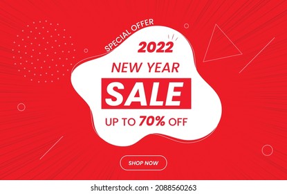 Happy new year sale banner,  New year  offer Template with Discount Tag