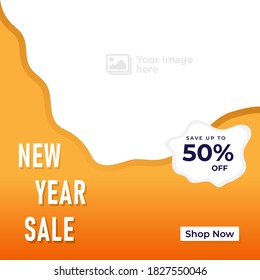 Happy new year sale offer social media post, banner template design