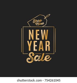 Happy New Year Sale Shop Now End of Year Sale Text Vector Illustration