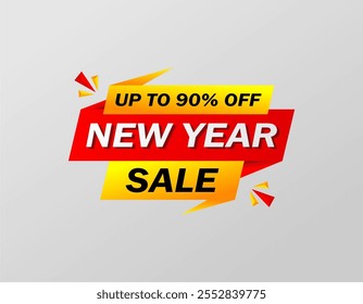 Happy New Year Sale. New Year Sale Template Design. Biggest Sale of year. Save up to 90%off. Editable EPS file.