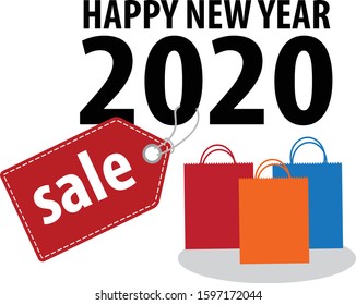 Happy New Year Sales. Flat design Vector illustration