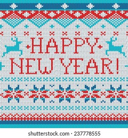 Happy New Year: Scandinavian style seamless knitted pattern with deers 