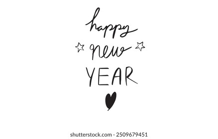 happy new year script calligraphy hand written text font object icon sale product advertisement marketing show promo vector event december month 2024 2025 time calendar party winter merry christmas