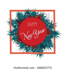 Happy New Year script text hand lettering. Design template greeting card for Merry Christmas and happy new year.
