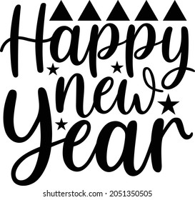 Happy new year script text hand lettering