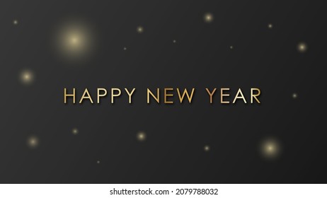 HAPPY NEW YEAR script text lettering. Design template Celebration typography poster, banner, or greeting card for Merry Christmas and happy new year. Gold luxury 3d letters on a dark background, glare