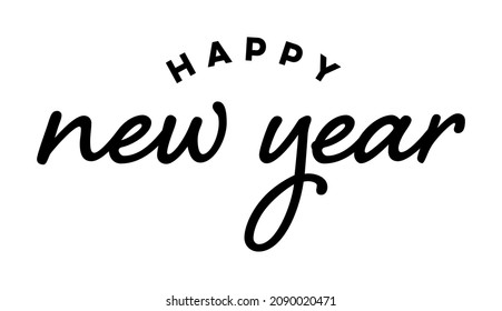 Carta de texto del guión de Año Nuevo Feliz. Tipografía vectorial para tarjeta de felicitación de Año Nuevo, invitación o cartel