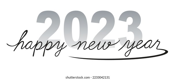 HAPPY NEW YEAR script text hand lettering. Design template Celebration typography poster, banner or greeting card for Merry Christmas and happy new year. Vector Illustration.