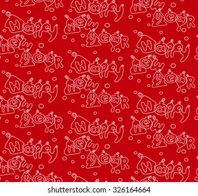 Happy new year seamless background pattern, vector illustration . Craft paper.