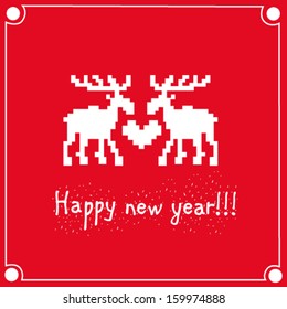Happy New Year: Seamless knitted pattern with deers