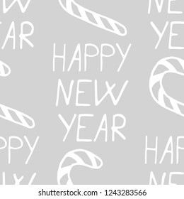 happy new year seamless pattern handwritten lettering