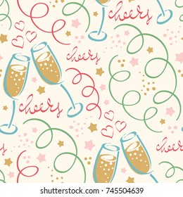 Happy New Year! Seamless vector pattern with fizz.