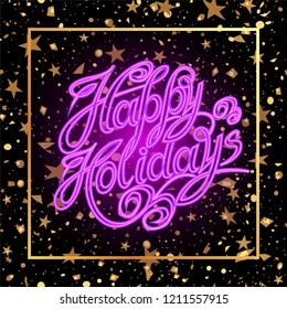 Happy New Year seasonal holidays!
Neon lettering against a starry sky.