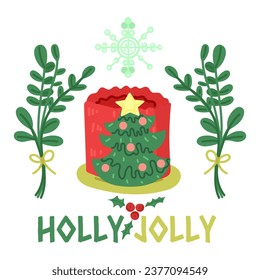 Feliz año nuevo 2024 con adorables iconos de vacaciones. Juego de dibujos animados de iconos de navidad.