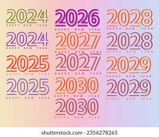 Happy new year set background, Vector illustration, vector, Holiday greeting card design