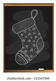 Happy New Year set of icon: christmas sock. Vector illustration.