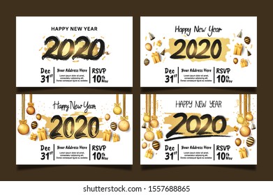 Happy New Year Set Vector design Happy New Year 2020