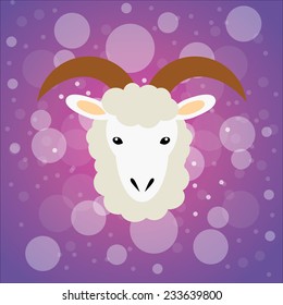 Happy New Year (Year of sheep)  with purple background