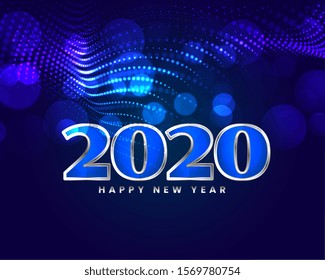 happy new year shiny blue greeting design background