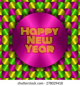 Happy New Year sign with scales in the background for greeting cards