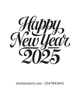 Happy New Year Silhouette Calligraphy Typography Design