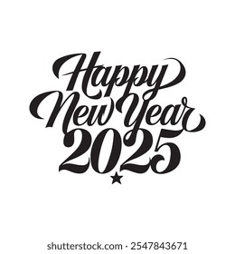 Happy New Year Silhouette Calligraphy Typography Design