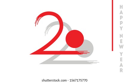 Happy new year simple card for 2020. Greeting card or logotype isolated on white background.