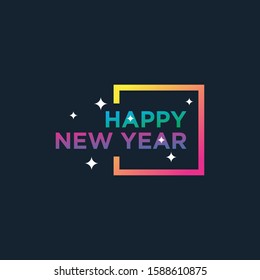 Happy new year simple colorful, dark background