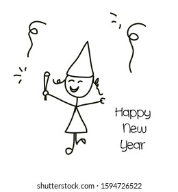 Happy New Year (Simple Sketch
 for kids)