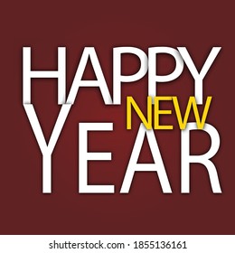 happy new year simple typography vector, cool design